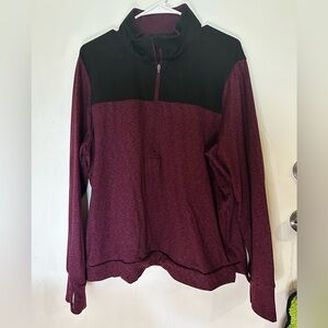 Burgundy and Black Quarter-Zip Pullover